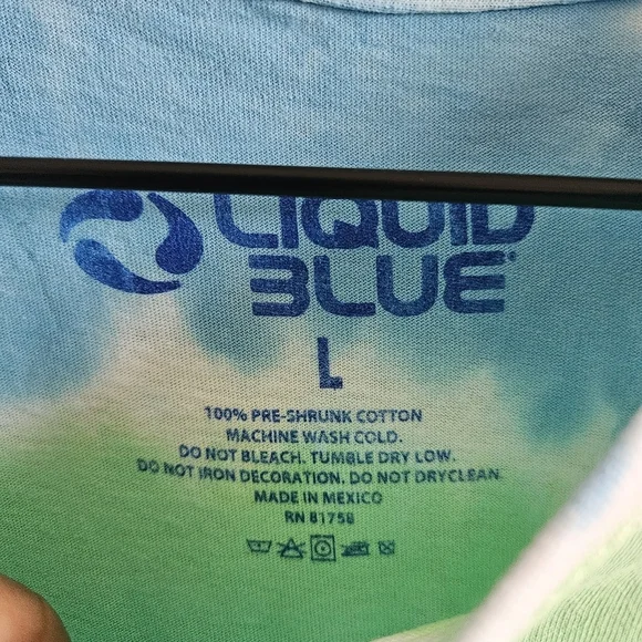 Liquid Blue Tie Dye Led Zeppelin USA 1977 Short Sleeve T Shirt - Picture 10 of 10